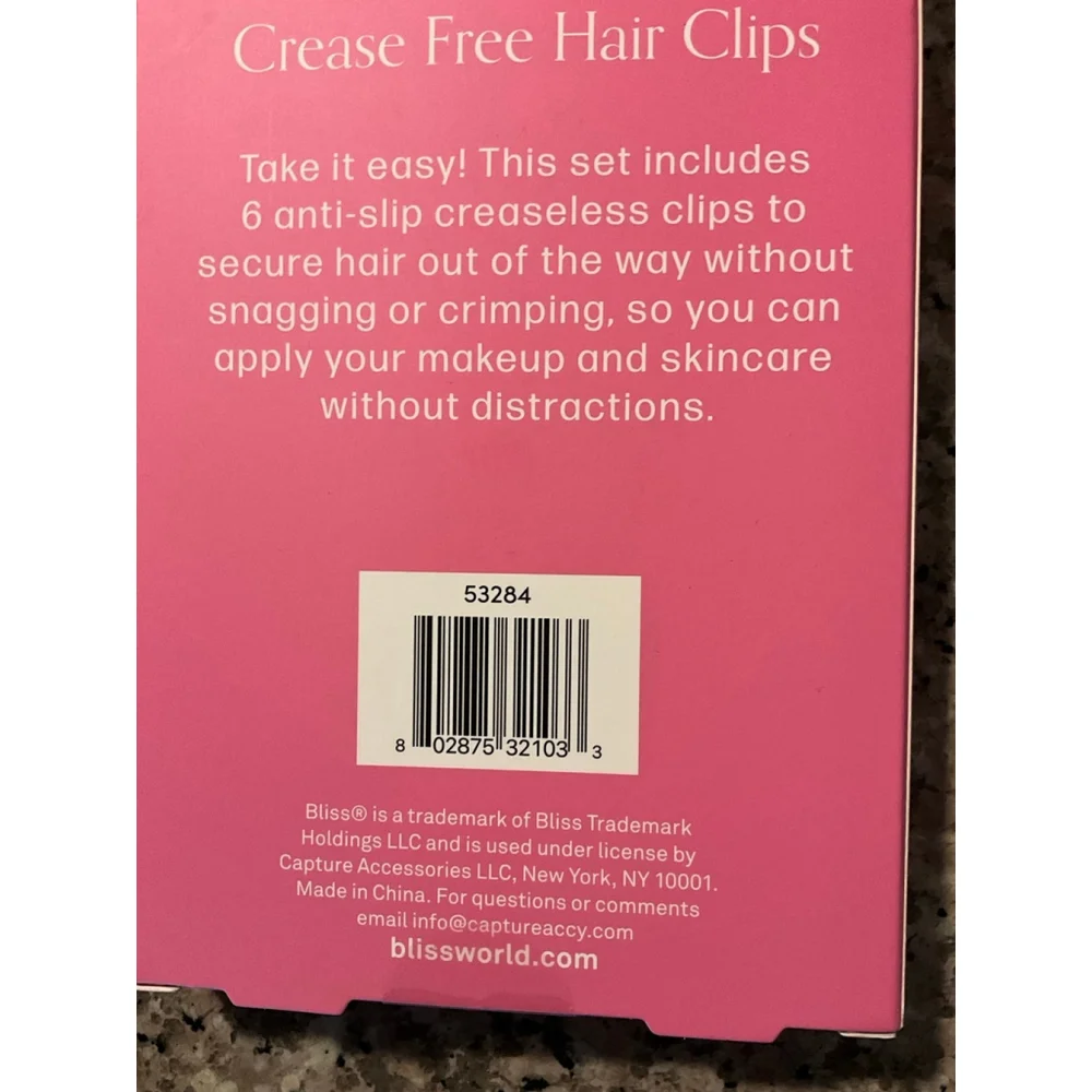 6-pack of Bliss Crease Free Hair Clips